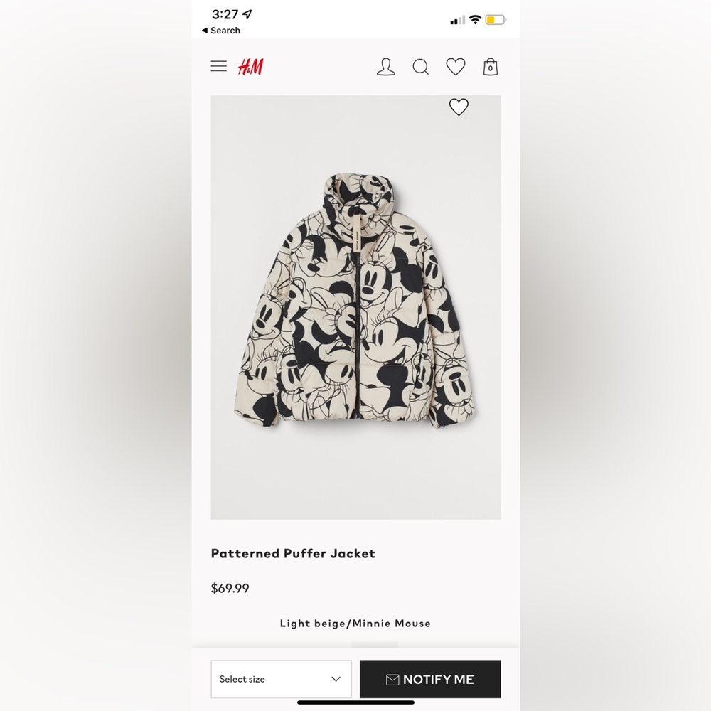 Minnie Mouse H&M Puffer Coat (Medium)
